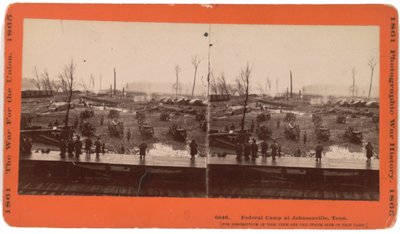 Stereocard view of Johnsonville, TN before evacuation when threatened by Forrest, December 1864 by American Photographer